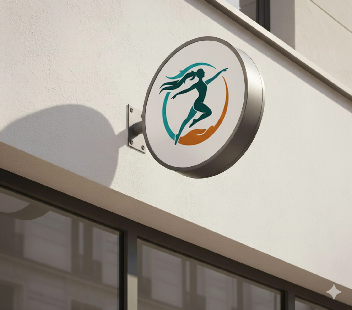 Déclinaison du logo Ekinéos sur une enseigne ronde