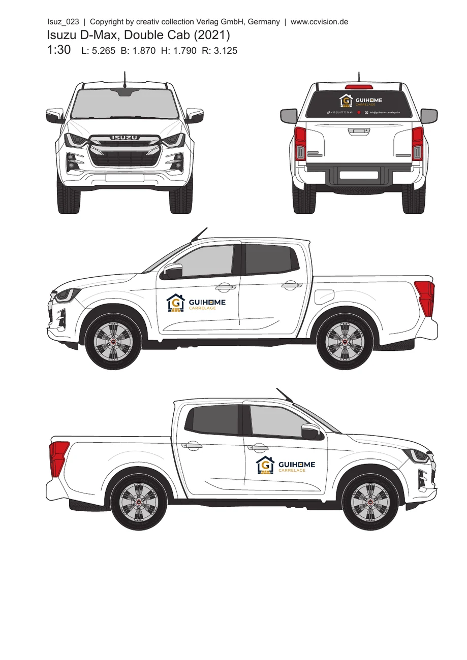 Projet de lettrage pour le véhicule Guihome Carrelage