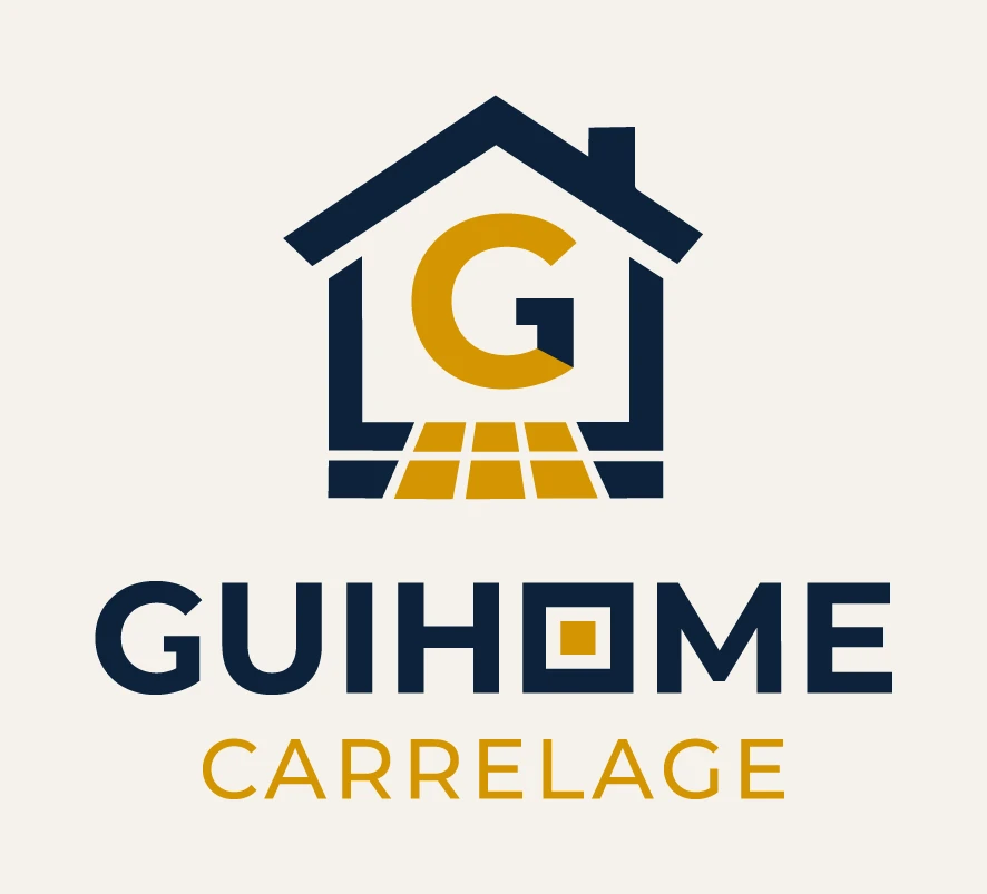Logo Guihome Carrelage sur fond bleu